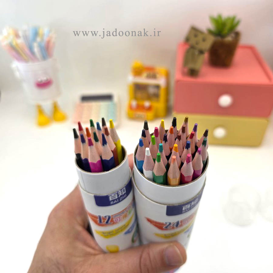 مداد رنگی 12 و 24 رنگ استوانه ای - بای ژی