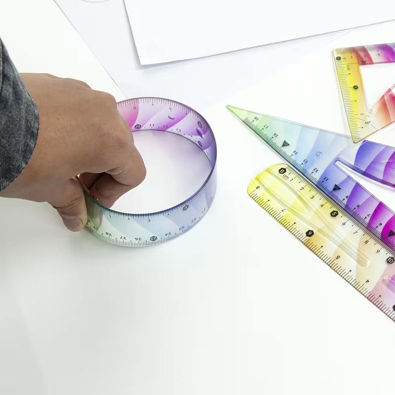 ست 4 عددی خط کش،نقاله و گونیا ژله ای طرح رنگارنگ